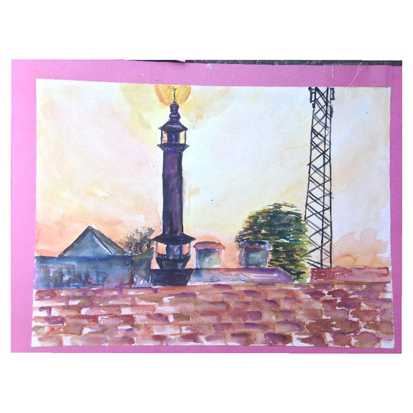 Village Sunny Day, Landscape Hand made water painting for sale